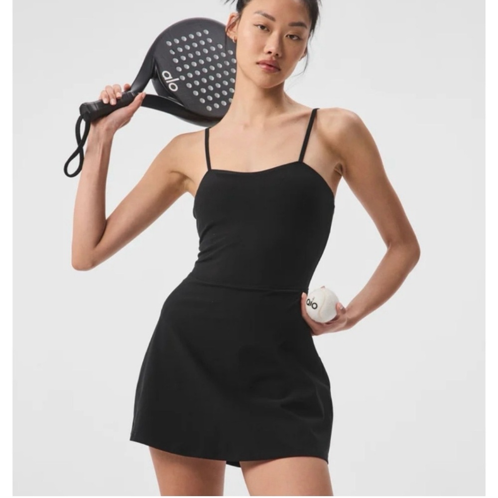 Alo Yoga Alosoft Courtside Tennis Dress Black